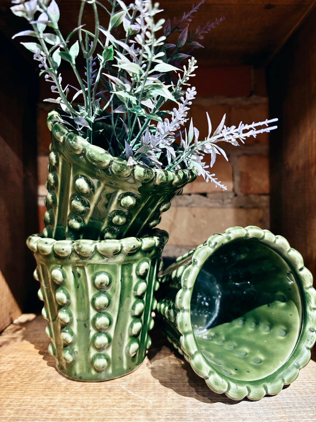 Stoneware Hobnail Planter