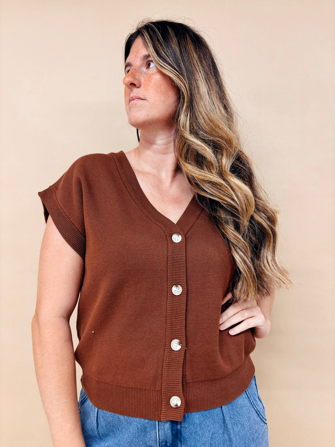 Allie Button Sweater Vest