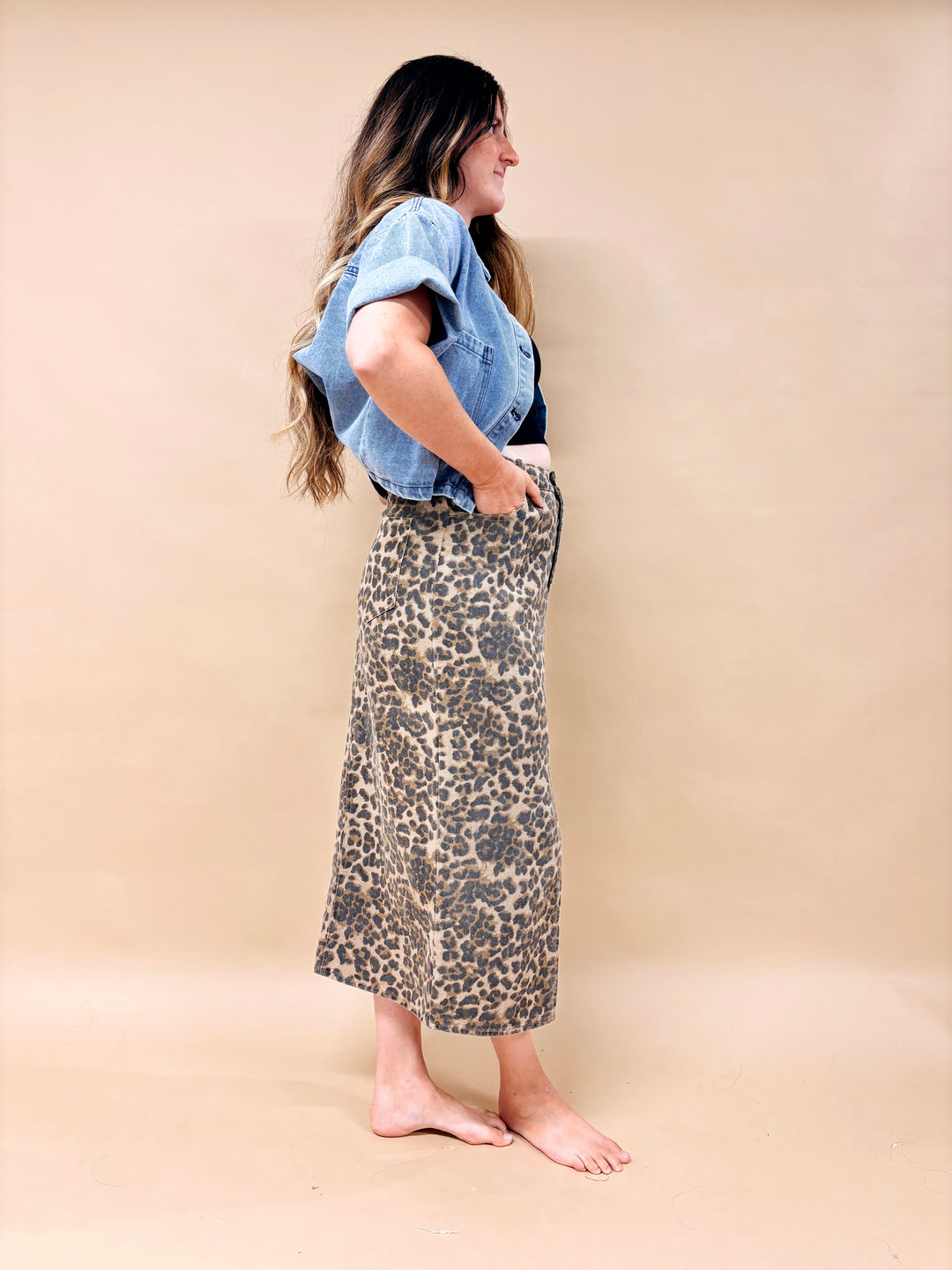 Darcy Leopard Pencil Midi Skirt