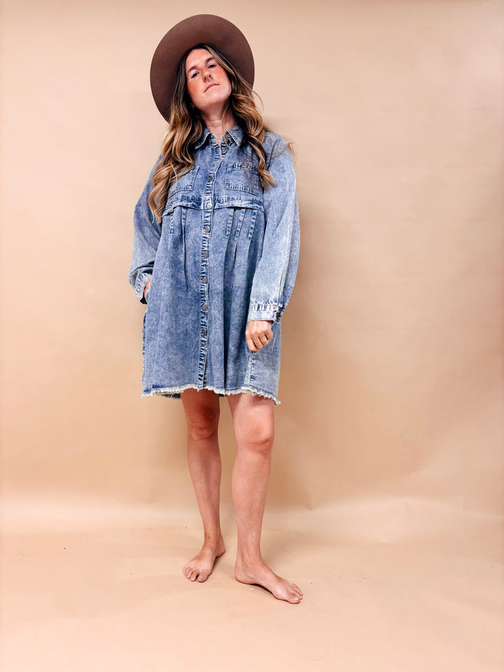 Amelia Acid Washed Denim Mini Dress