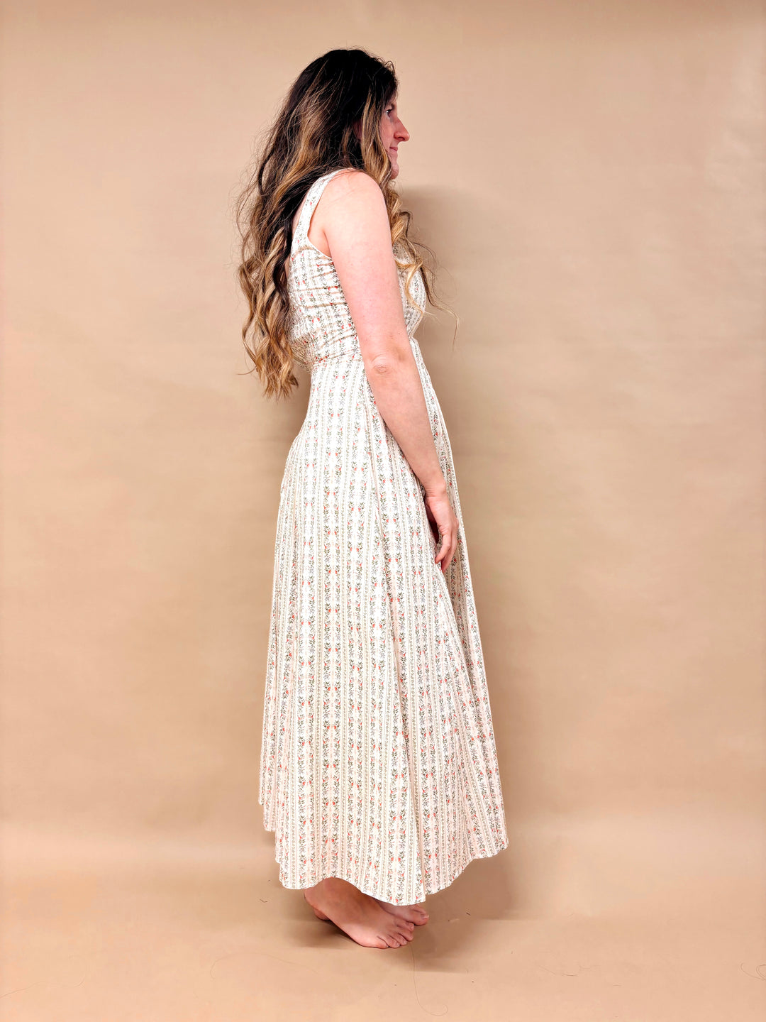 Sage Floral Midi Dress