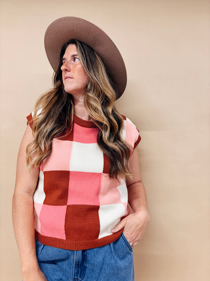 Mia Checkered Sweater Vest