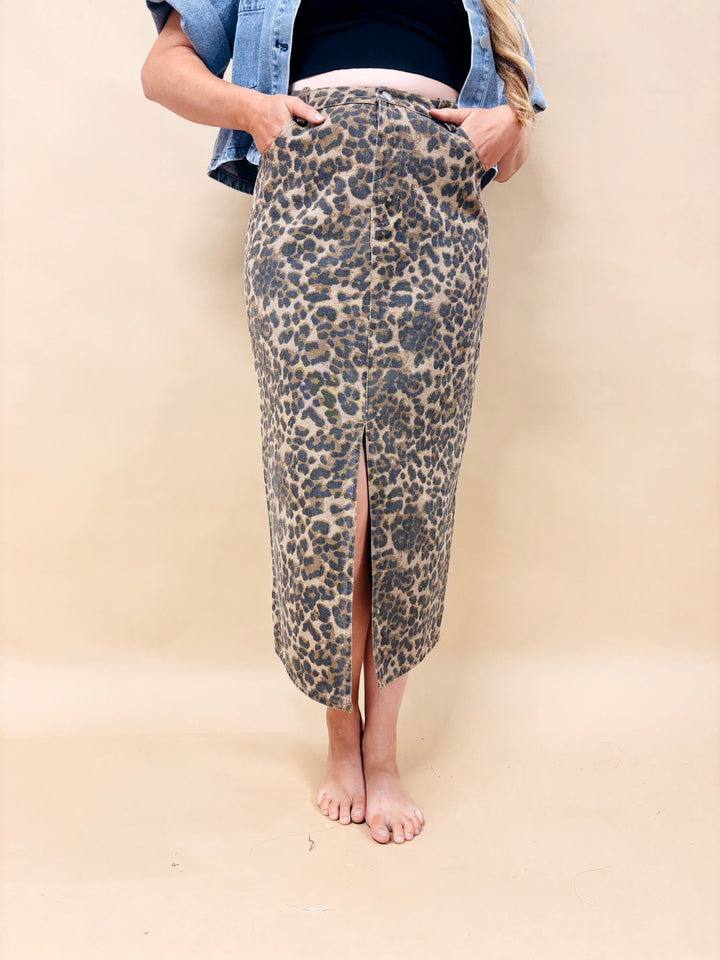 Darcy Leopard Pencil Midi Skirt