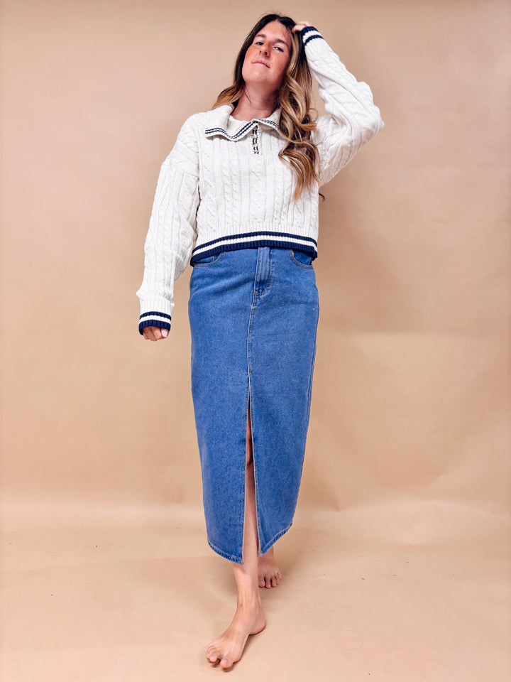 Rosie Cable Knit Collared Sweater