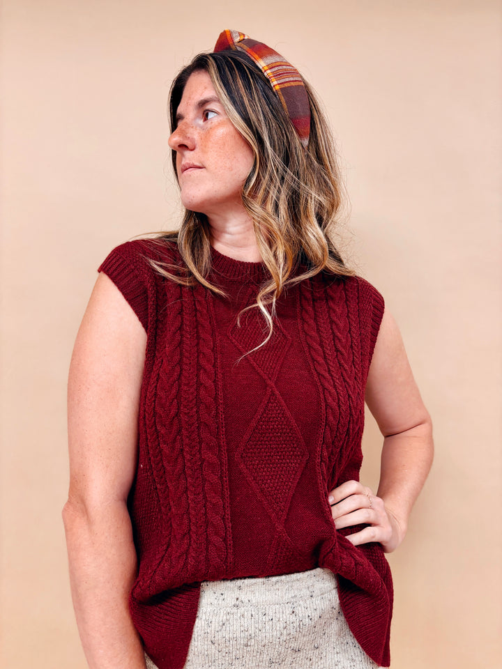 Zoe Cable Knit Side Tie Sweater Vest