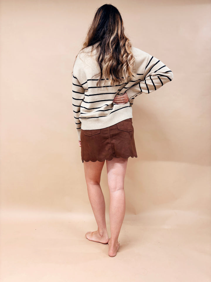 Lynn Half Button Up Striped Sweater