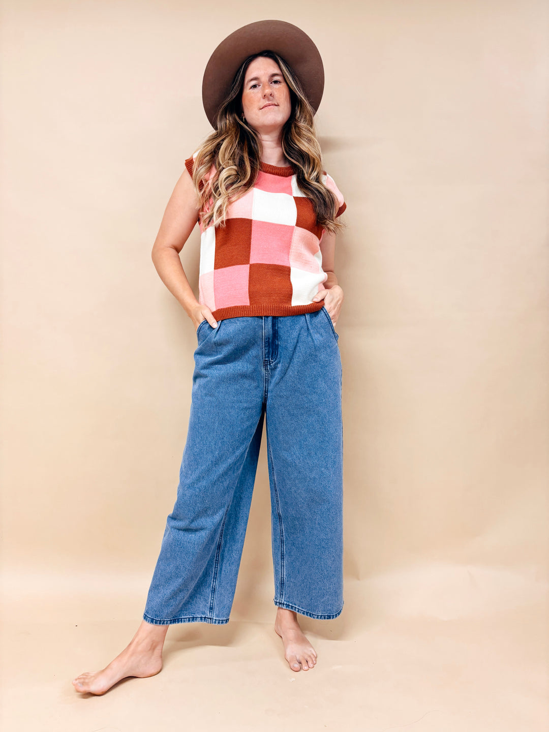 Mia Checkered Sweater Vest