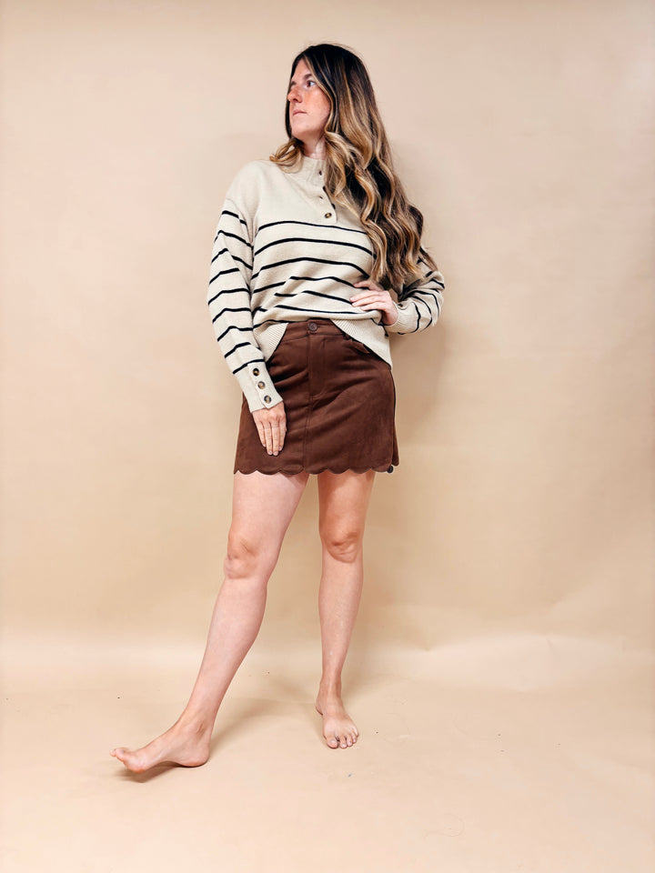 Lynn Half Button Up Striped Sweater