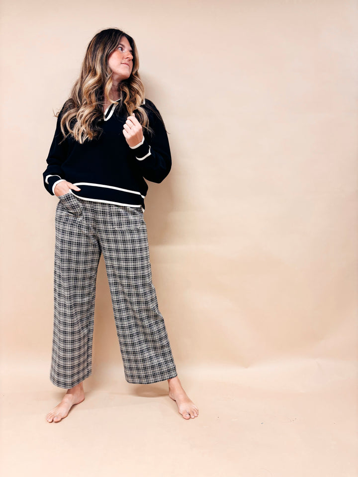 Sophia Edge Accent Collared Sweater