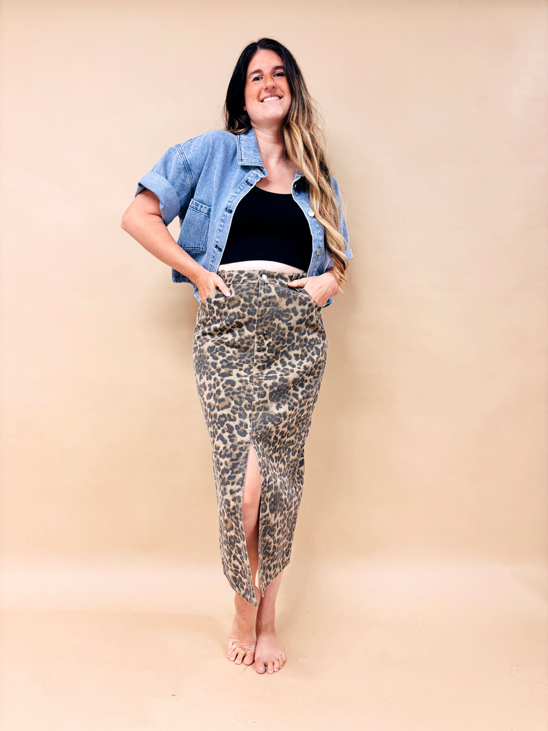 Darcy Leopard Pencil Midi Skirt