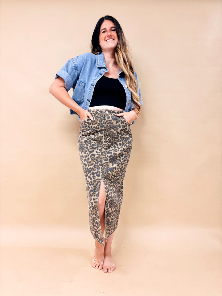 Darcy Leopard Pencil Midi Skirt