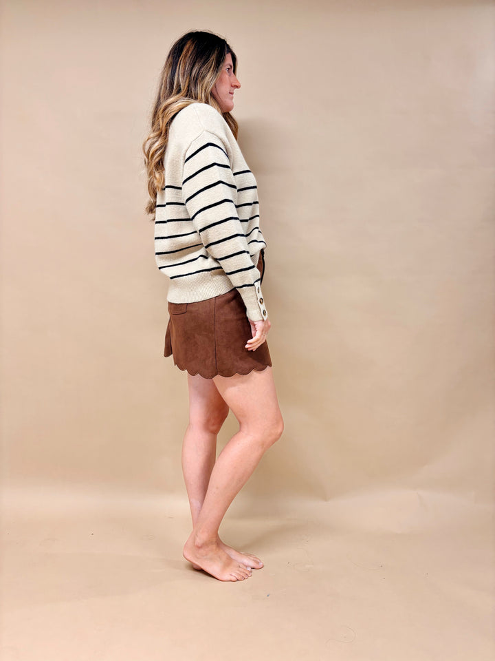 Lynn Half Button Up Striped Sweater