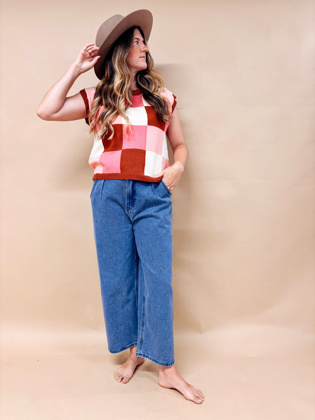 Mia Checkered Sweater Vest