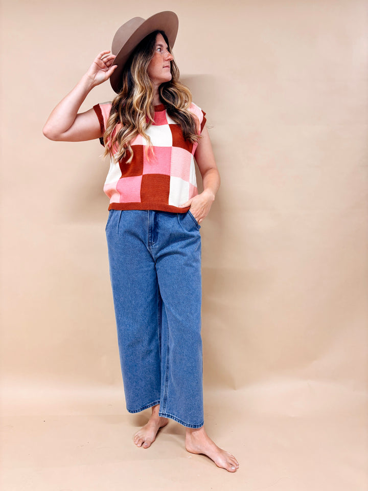 Mia Checkered Sweater Vest