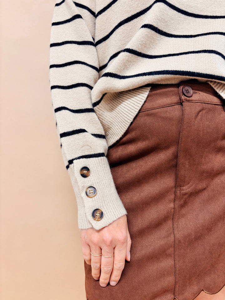 Lynn Half Button Up Striped Sweater