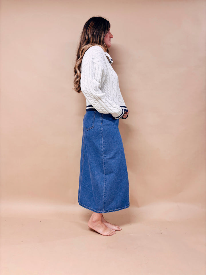 Rosie Cable Knit Collared Sweater