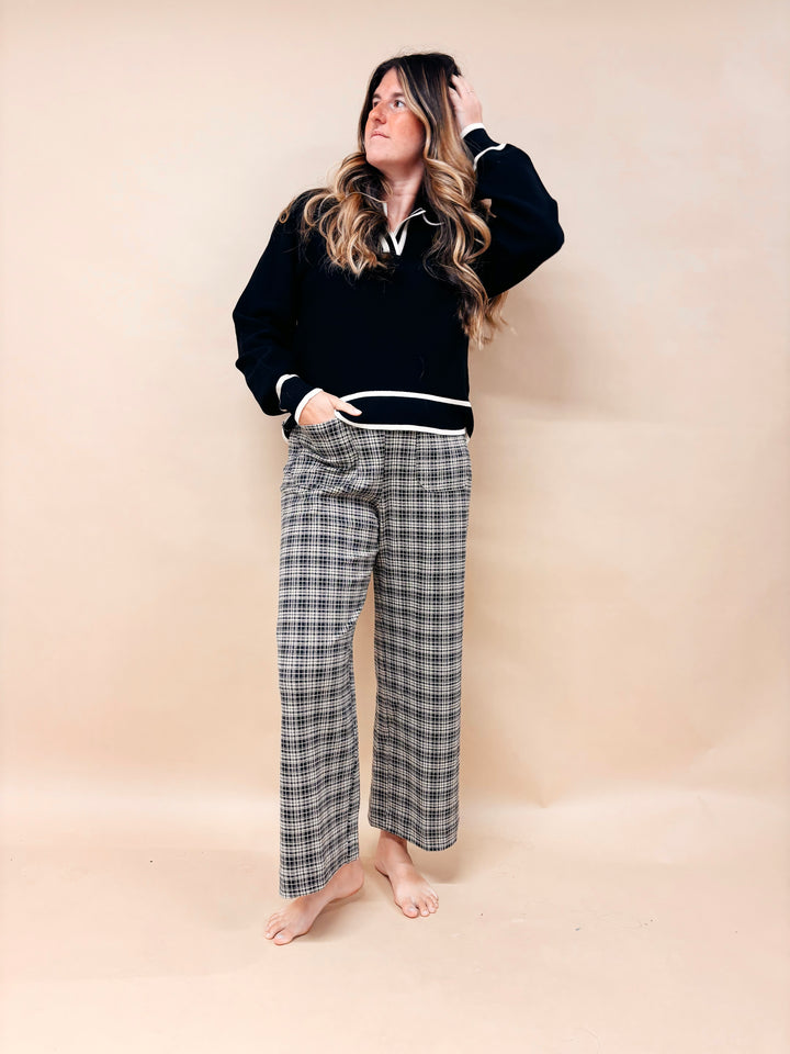 Sophia Edge Accent Collared Sweater