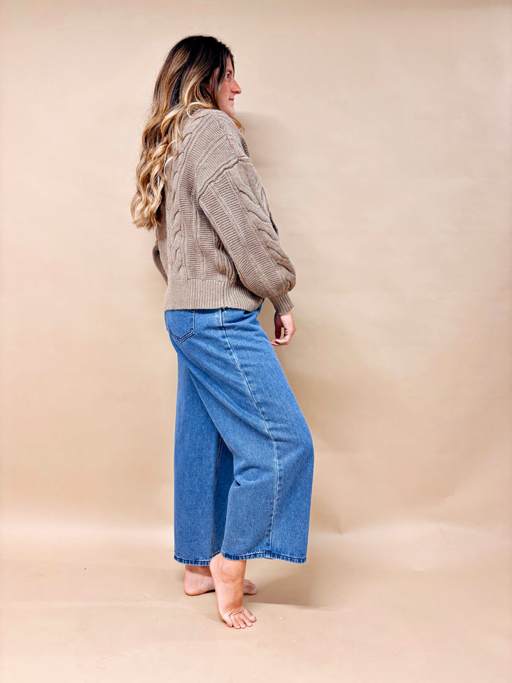 Emily Chunky Cable Knit Half Zip Sweater