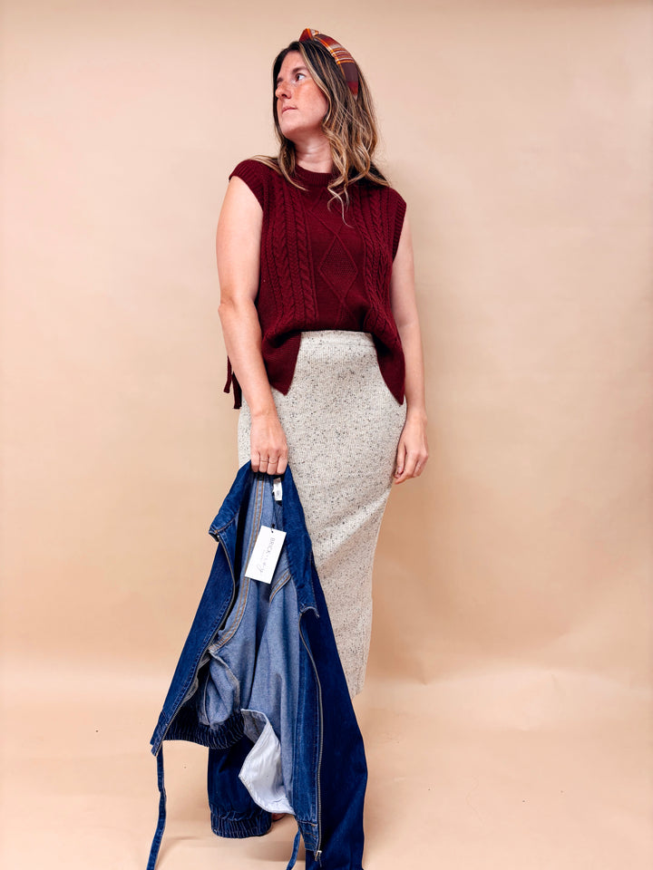 Zoe Cable Knit Side Tie Sweater Vest