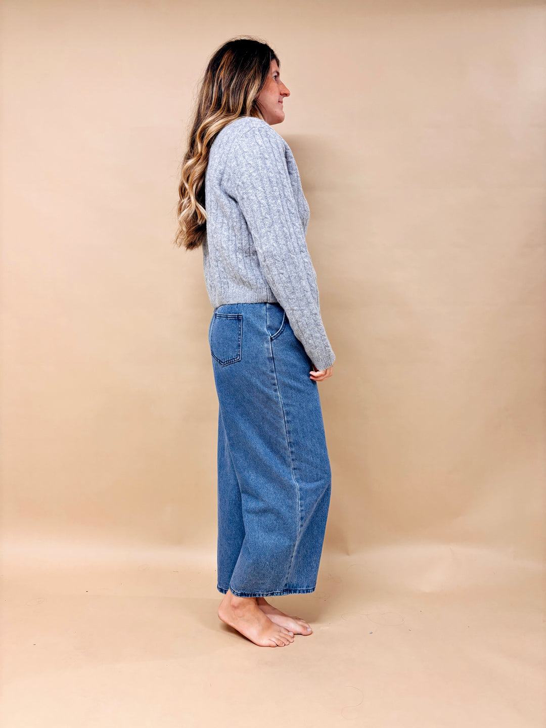 Ella Cable Knit Collared V-Neck Sweater