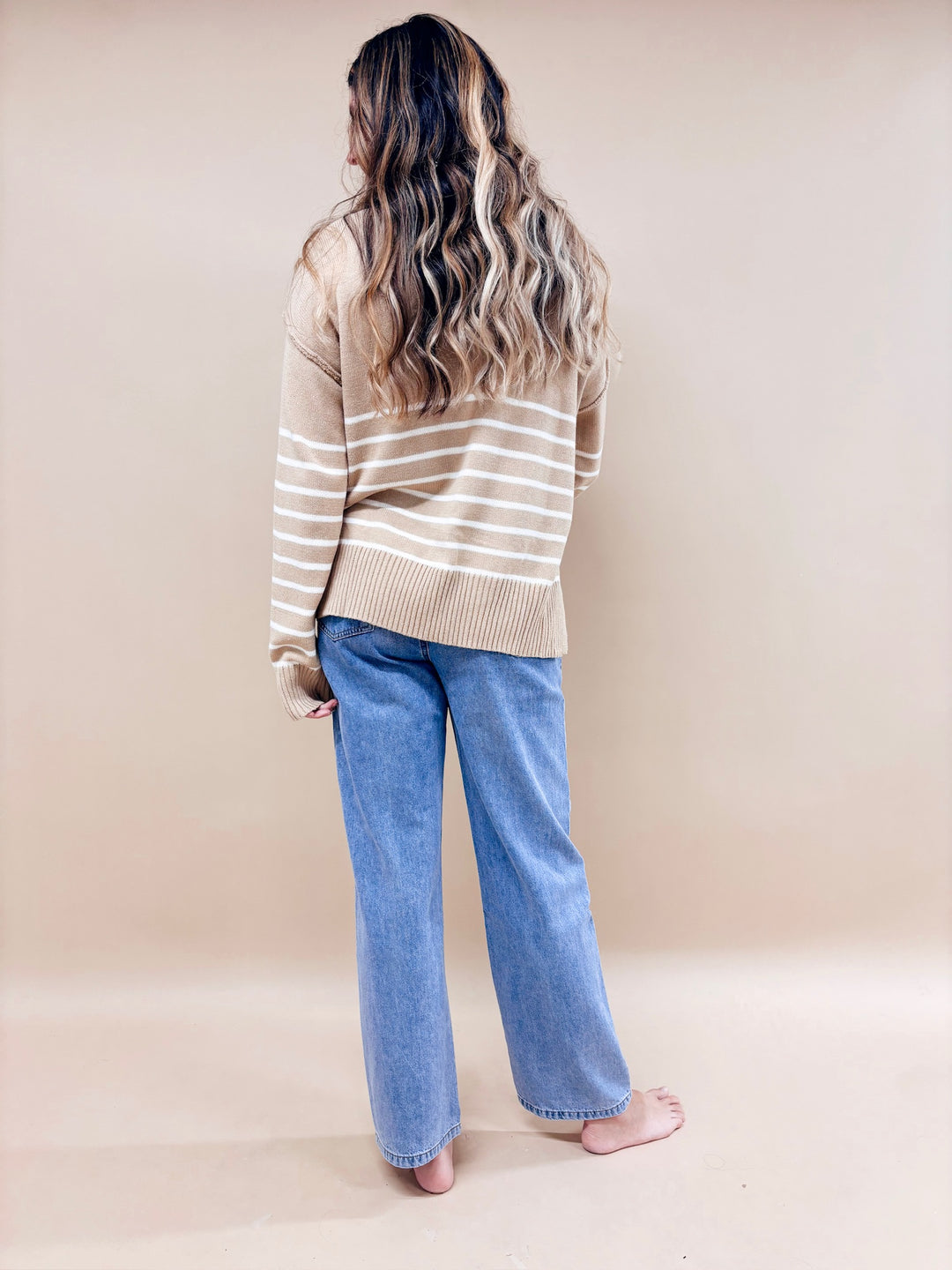 Ivy Drop Shoulder Knit Striped Sweater