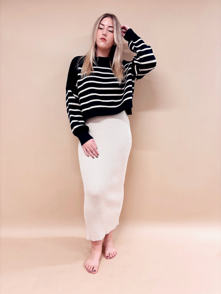 Regan Striped Mock Neck Sweater