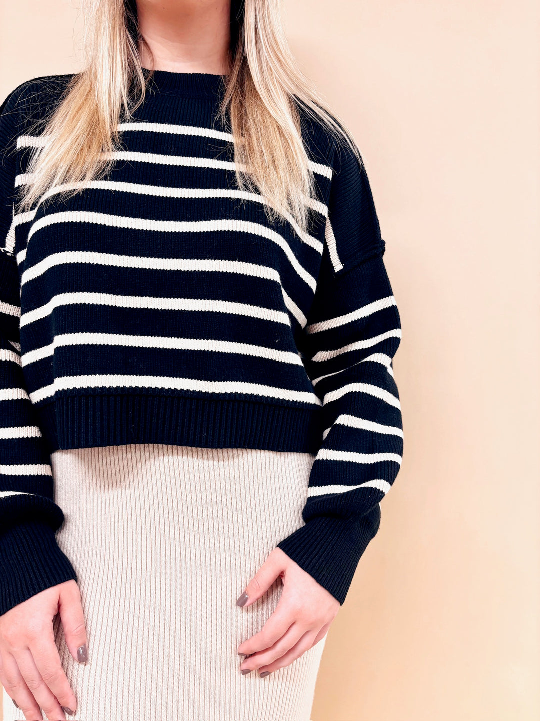 Regan Striped Mock Neck Sweater