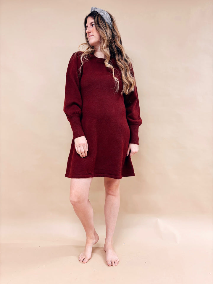 Sara Puff Sleeve Mini Sweater Dress