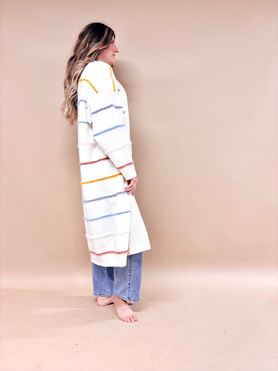 Tara Striped Midi Cardigan