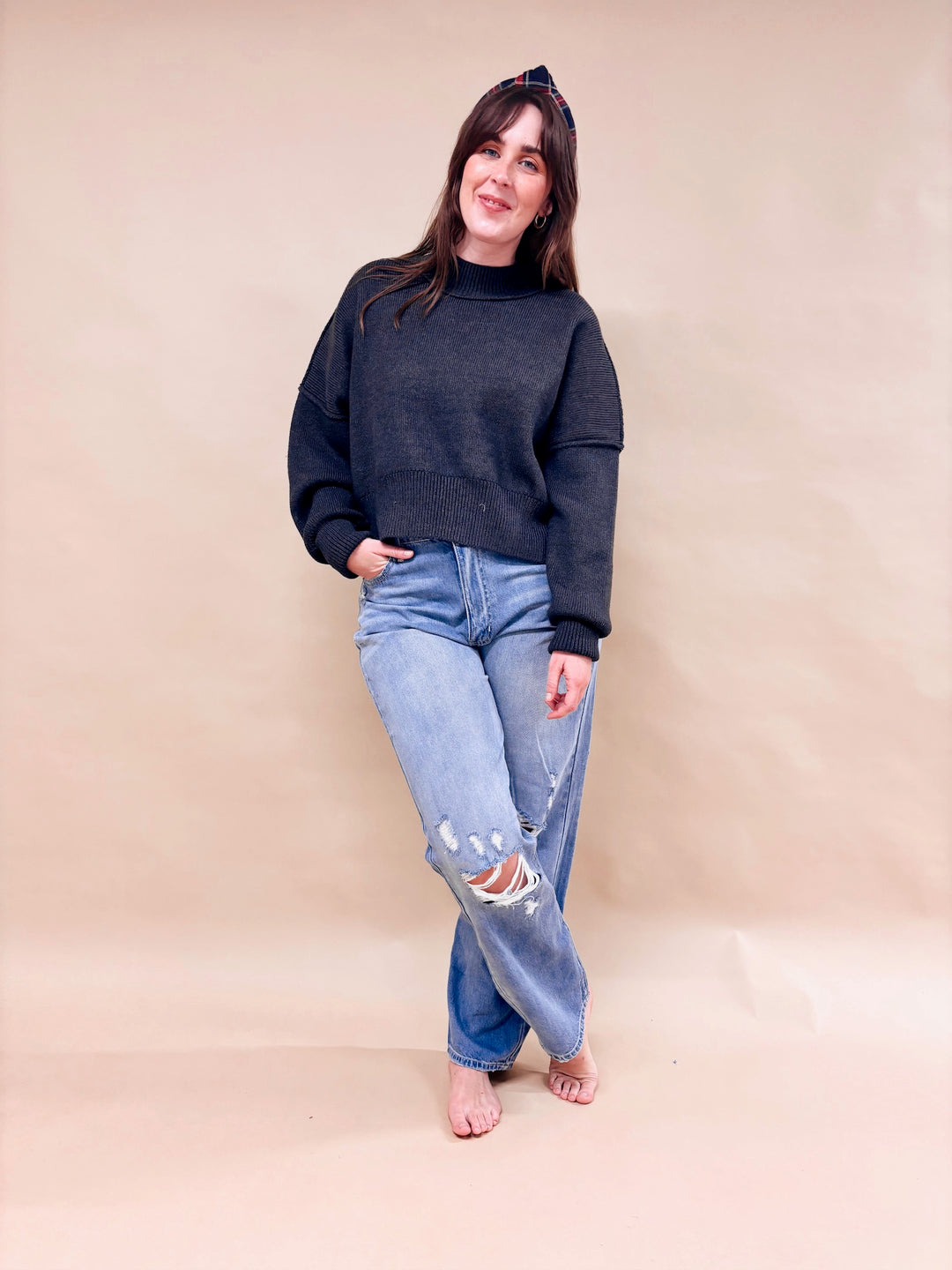 Regan Knit Mockneck Pullover Sweater