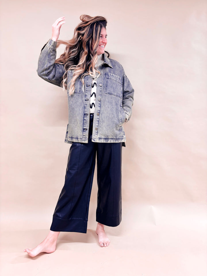 Alli Washed Denim Oversized Denim Jacket