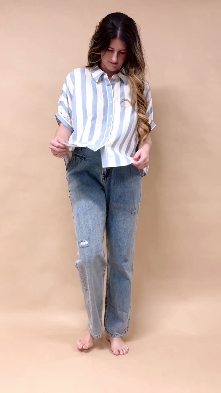 Avi Oversized Button Up Top